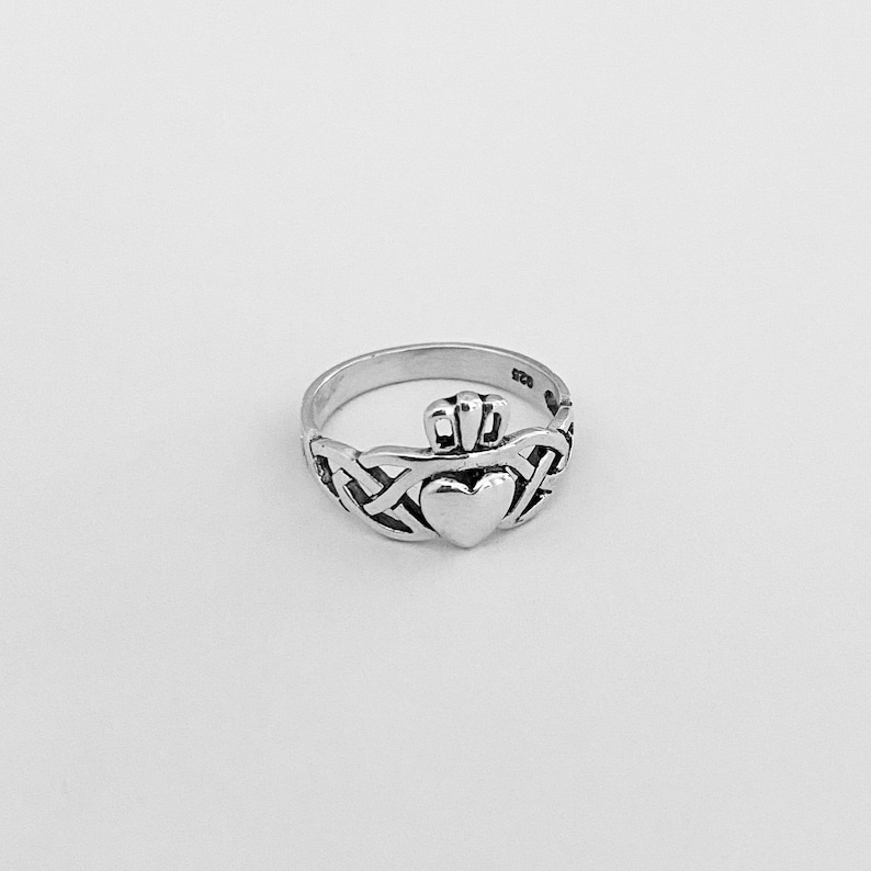 Sterling Silver Celtic Irish Claddagh Ring, Dainty Ring, Friendship Ring, Silver Ring, Love Ring, Celtic Ring image 3