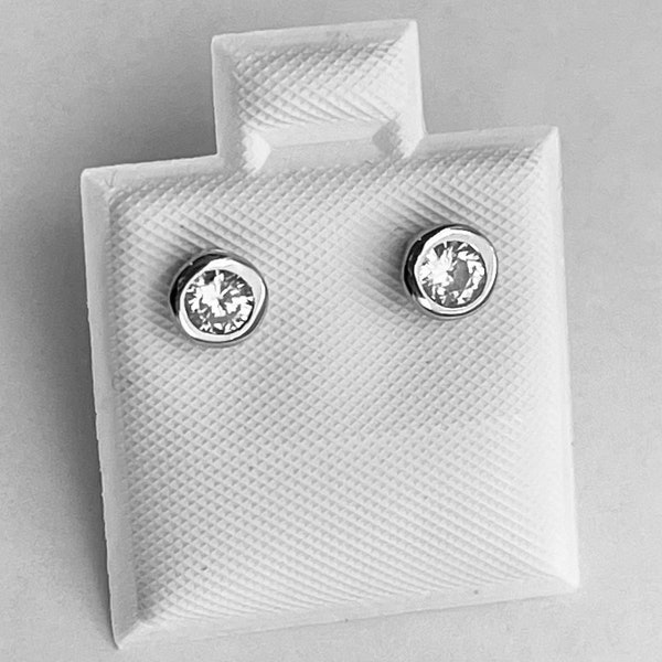 Sterling Silver Round Casting CZ Earrings, Stud Earrings, Silver Earrings, CZ Earrings