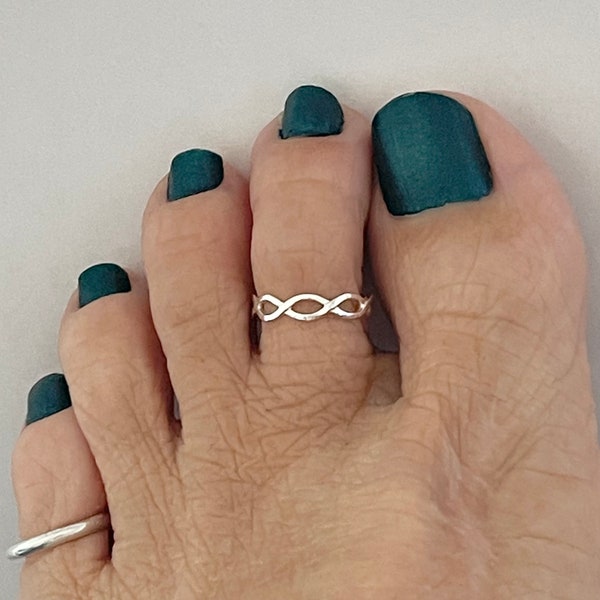 Sterling Silver Thin Braid Toe Ring, Silver Ring, Midi Ring, Pinky Ring, Adjustable Ring