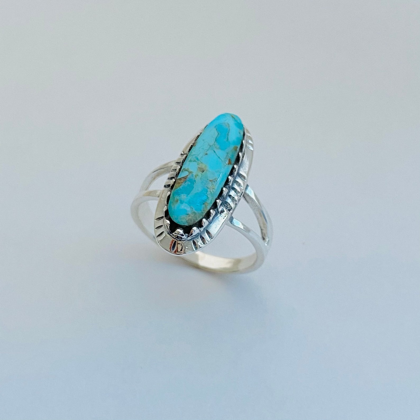 Sterling Silver Oval Genuine Turquoise Ring Boho Ring Silver - Etsy