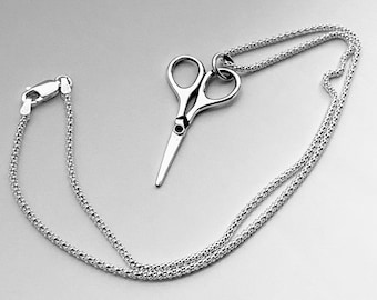 Sterling Silver Scissors Necklace, Hairdresser Necklace, Silver Necklace, Barber Necklace