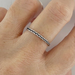 Sterling Silver Little Dainty Braid Ring, Stackable Ring, Silver Band, Bali Ring, Boho Ring