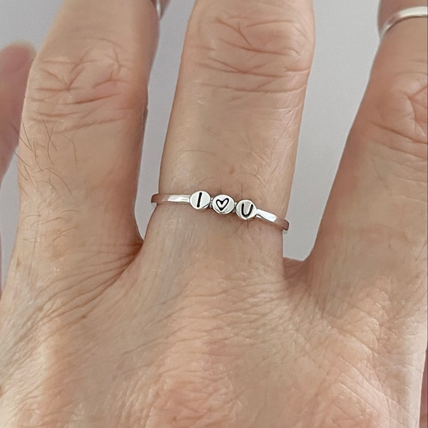 Sterling Silver Little Dainty I LOVE YOU Ring, Heart Ring, Silver Ring, Love Ring, Stackable Ring