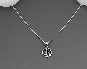 Sterling Silver Dainty Anchor with Rope Necklace, Cross Necklace, Love Necklace, Boat Necklace, Silver Necklace, Ocean Necklace