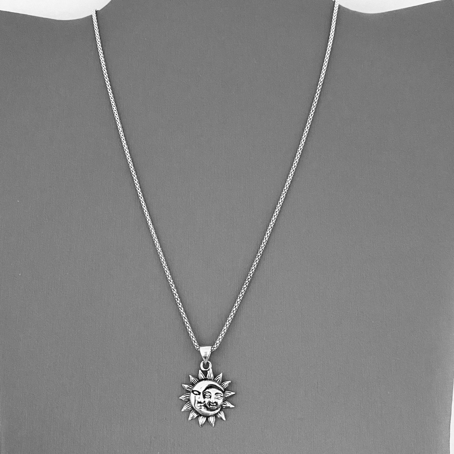 Sterling Silver Moon and Sunshine Necklace Boho Necklace Etsy