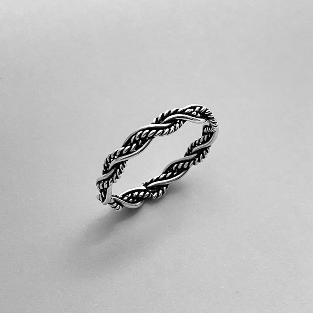 Sterling Silver Twisted Rope Ring, Dainty Ring, Stackable Ring, Silver