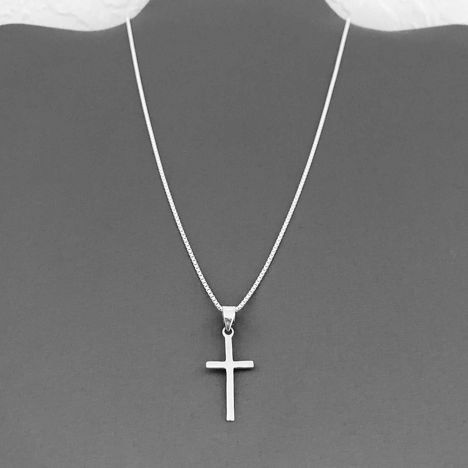 Sterling Silver Simple Cross Necklace Religious Necklace Etsy