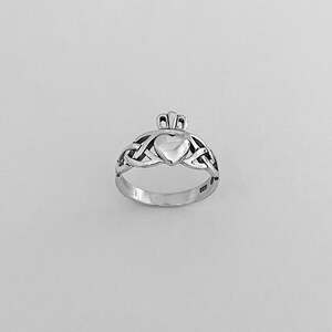 Sterling Silver Celtic Irish Claddagh Ring, Dainty Ring, Friendship Ring, Silver Ring, Love Ring, Celtic Ring image 2