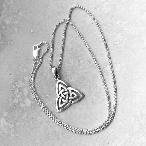 Sterling Silver Triquetra Necklace, Boho Necklace, Celtic Necklace, Silver Necklace, Religious Necklace