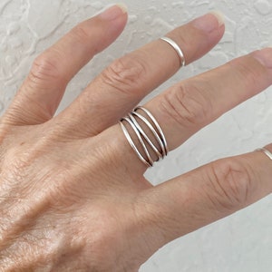 Sterling Silver Thin Wrap Ring, Boho Ring, Statement Ring, Silver Ring