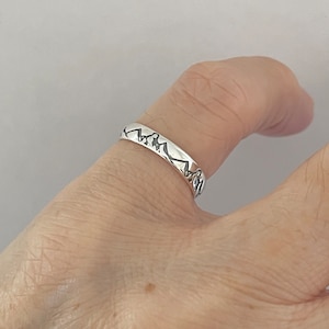 Sterling Silver Eternity Mountain Band Toe Ring, Silver Ring, Midi Ring, Pinky Ring, Hiking Ring, Adjustable Ring image 5