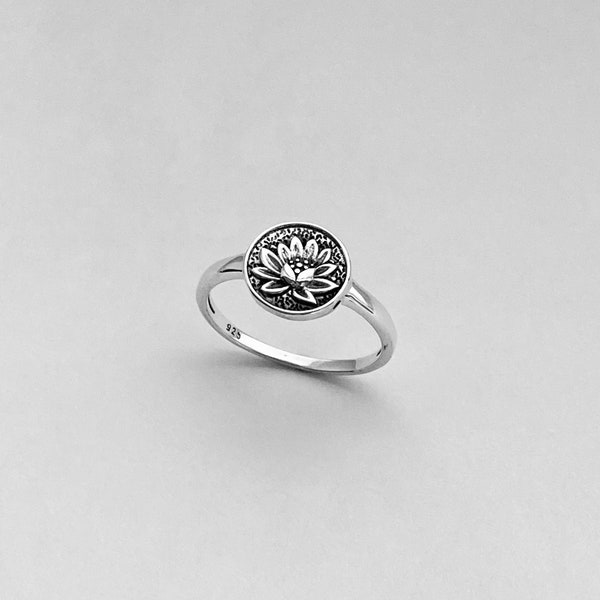 Sterling Silver Round Blooming Lotus Ring, Silver Ring, Flower Ring, Yoga Ring, Spirit Ring