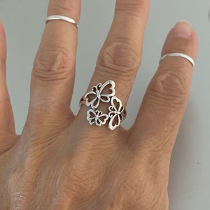 Sterling Silver Triple Butterfly Ring, Silver Ring, Spirit Ring, Spiritual Ring