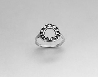 Sterling Silver Open Circle Moon phases Ring, Boho Ring, Moon Ring, Silver Ring