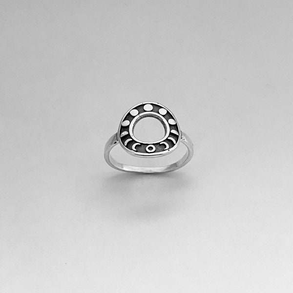 Sterling Silver Open Circle Moon phases Ring, Boho Ring, Moon Ring, Silver Ring