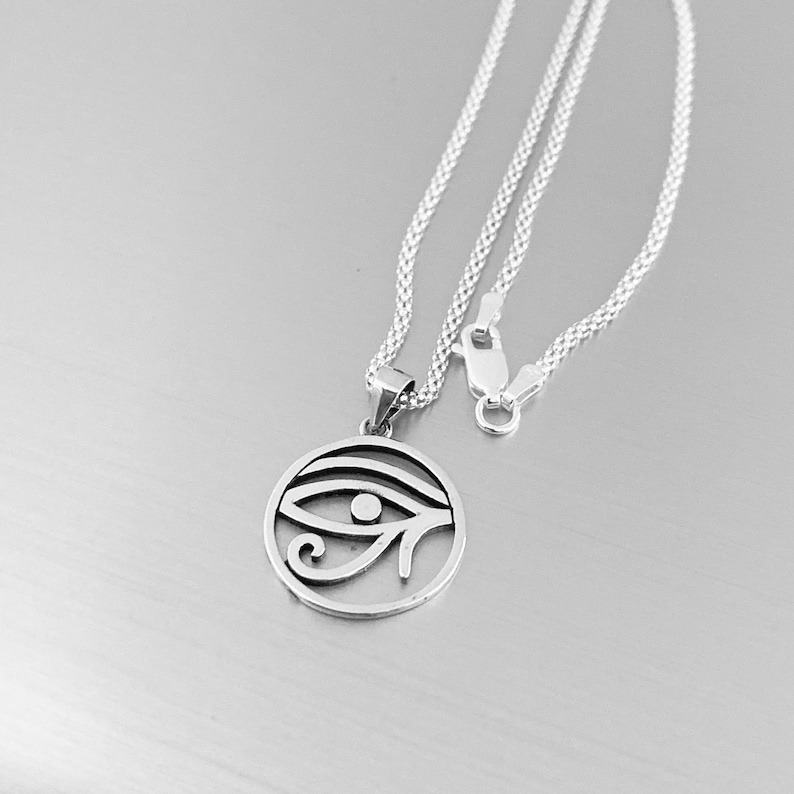 Silver Necklace Sterling Silver Eye of Horus Necklace Ra Eye Necklace Religious Necklace