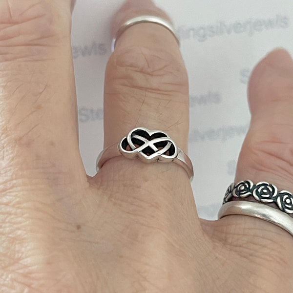 Sterling Silver Infinity Celtic Heart Ring, Eternal Ring, Silver Ring, Love Ring, Infinite Ring