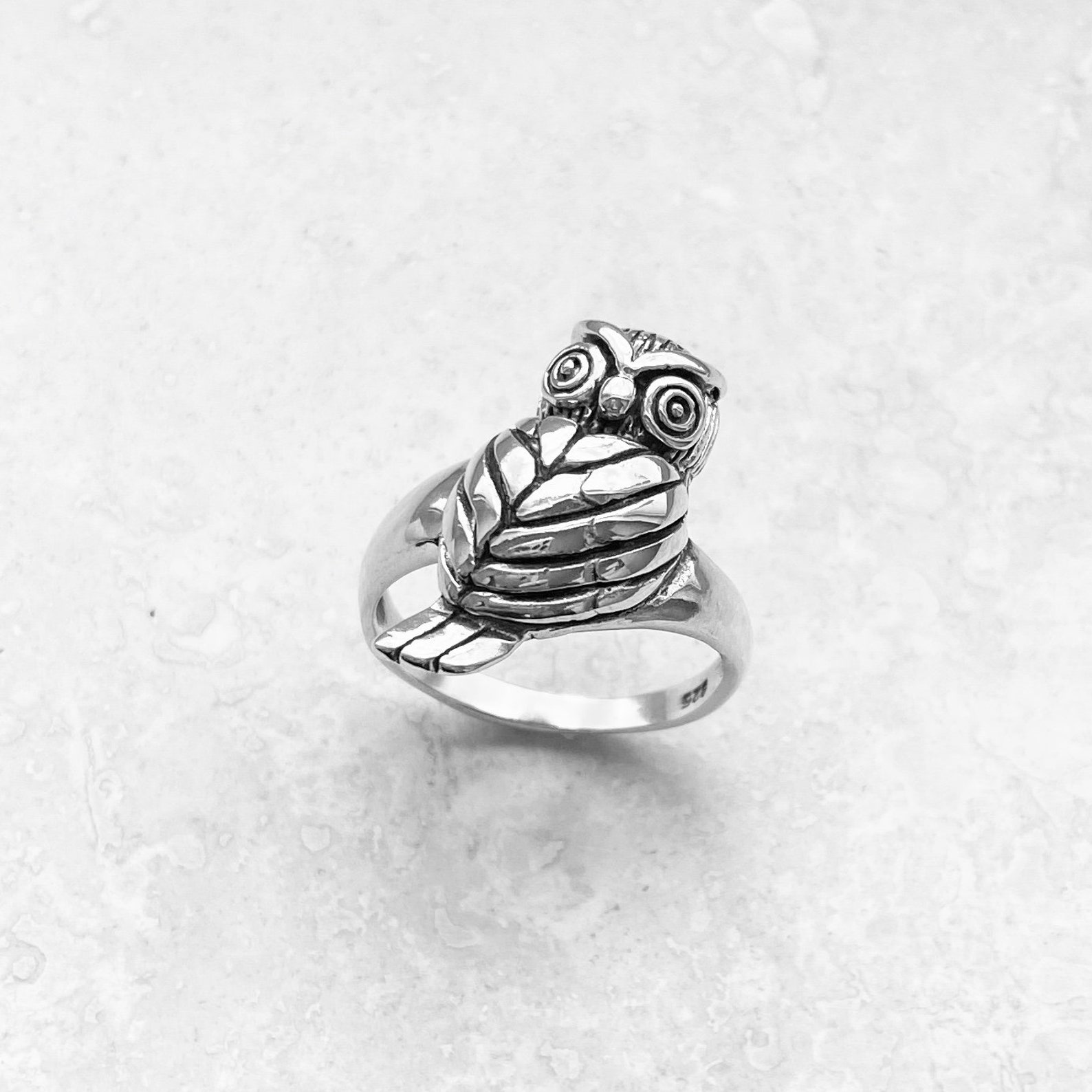 Sterling Silver Heavy Owl Ring Boho Ring Bird Ring Silver Etsy