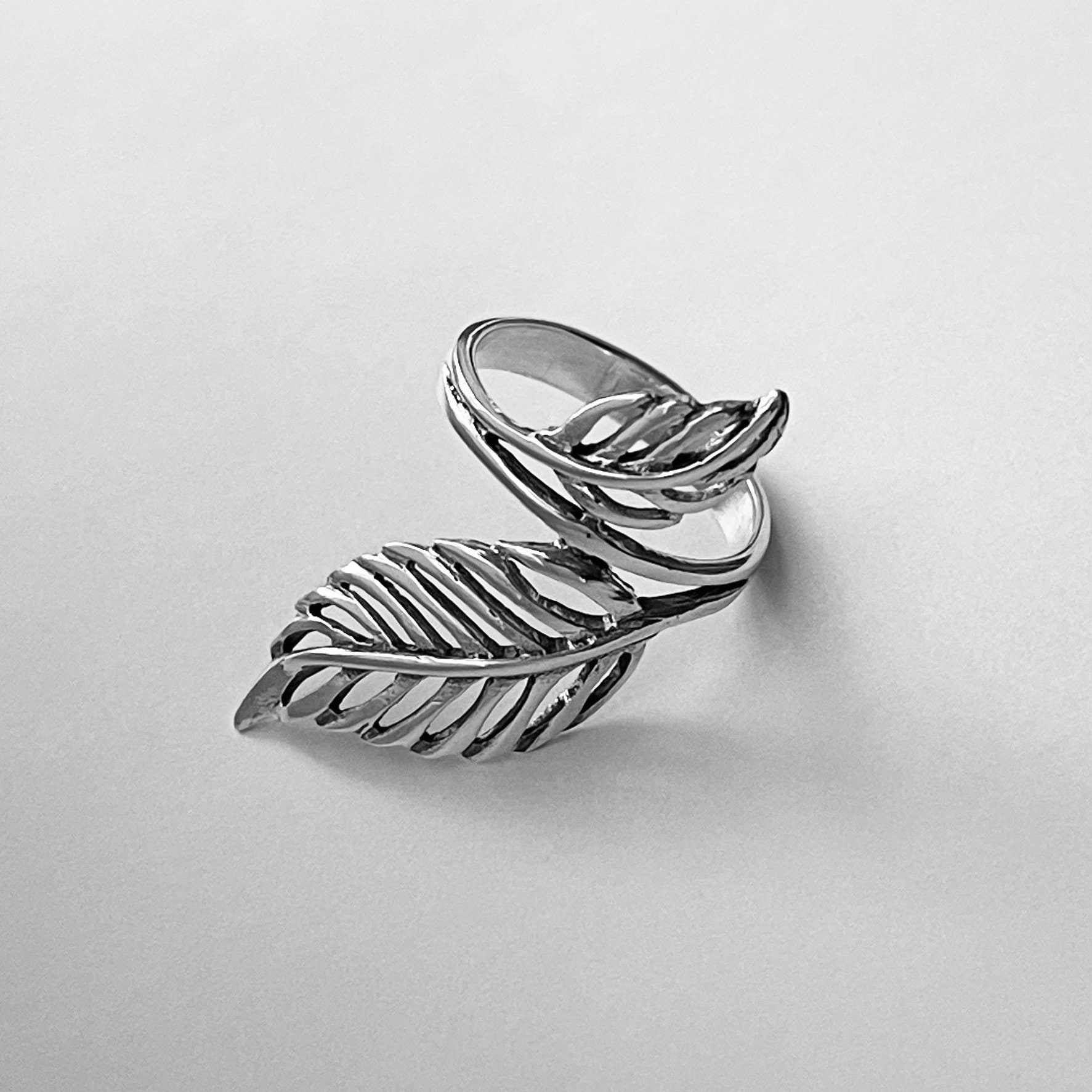 Sterling Silver Statement Leaves Ring Tree Ring Silver Ring Etsy