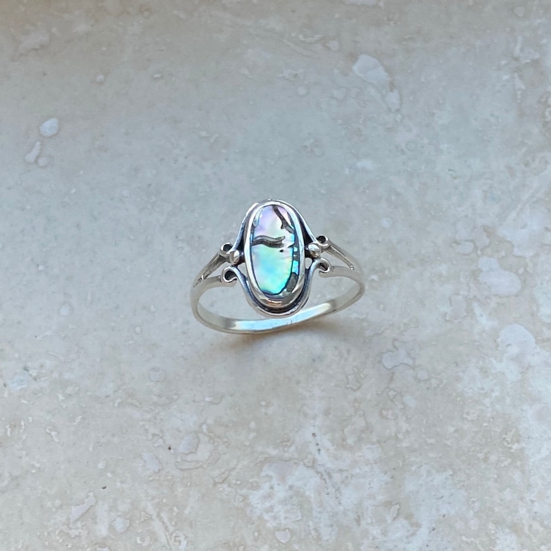 Sterling Silver Oval Abalone Ring Boho Ring Silver Ring - Etsy