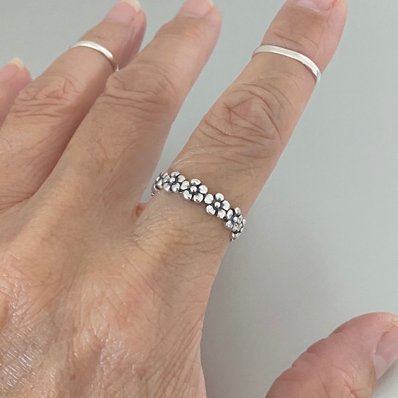 Sterling Silver Forget Me Not Flower Ring Stackable Ring Silver