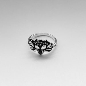 Sterling Silver Blooming Lotus Ring, Silver Ring, Flower Ring, Boho ...