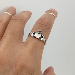 Sterling Silver Irish Claddagh Ring, Dainty Ring, Irish Ring, Friendship Ring, Silver Ring, Love Ring