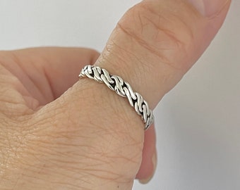 Sterling Silver Crazy Braided Ring, Stackable Ring, Silver Band, Braid Ring, Twisted Ring
