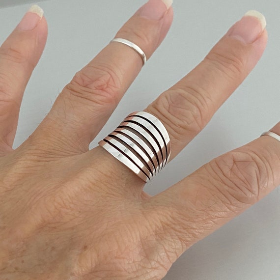 Sterling Silver Statement Ring, Boho Ring, Silver Ring, Wide Ring 