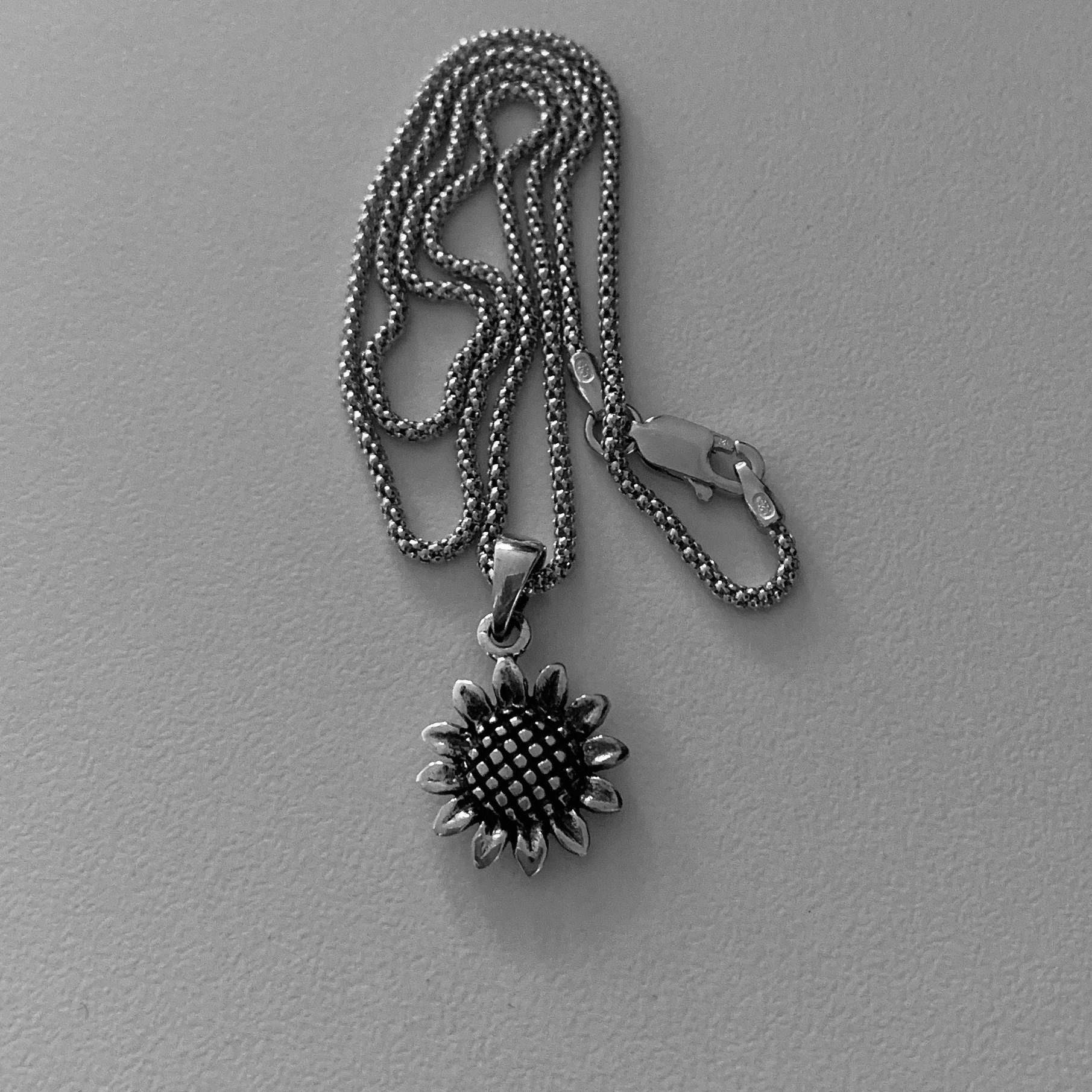 Sterling Silver Sunflower Necklace Boho Necklace Flower Etsy