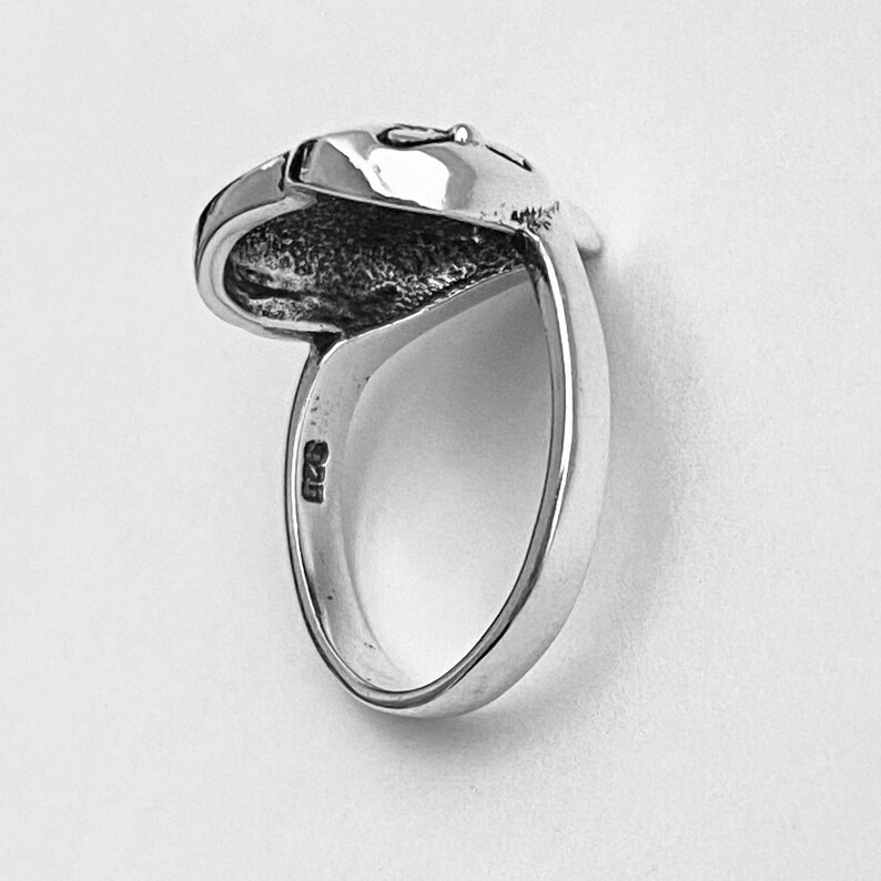 Silver Ring Sterling Silver Daisy Puffy Heart Ring Love Ring Flower Ring