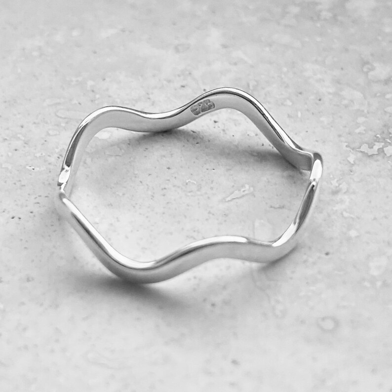 Sterling Silver Zigzag Ring, Wavy Ring, Silver Ring, Stackable Ring, Wave Rings image 7