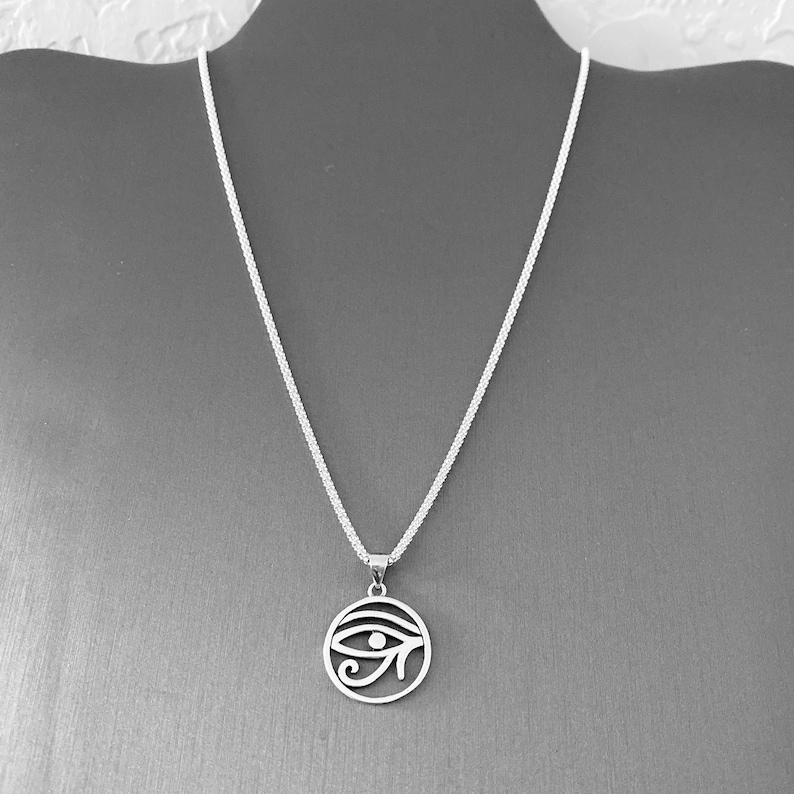 Silver Necklace Sterling Silver Eye of Horus Necklace Ra Eye Necklace Religious Necklace