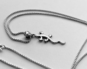 Sterling Silver Unisex Little Lizard Necklace, Reptile Necklace, Silver Necklace, Gecko Ring, Animal Ring