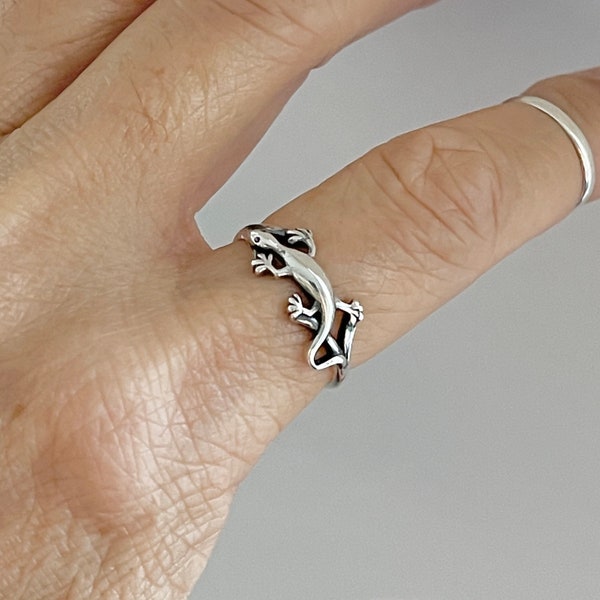 Bague lézard en argent sterling, bague salamandre, bague reptile, bague en argent, bague gecko