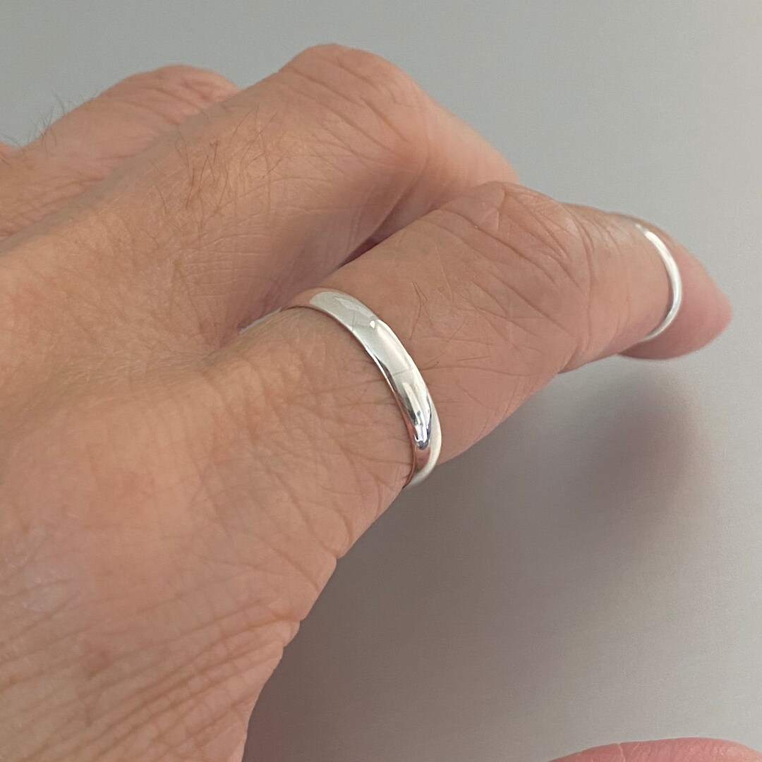 thumbnail image 2 of 3mm Plain Sterling Silver Ring Band - 925 Nickel Free, Unisex Everyday Wear 2 of 10