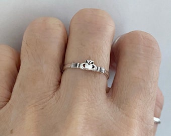 Sterling Silver Little Irish Claddagh Ring, Dainty Ring, Friendship Ring, Silver Ring, Love Ring