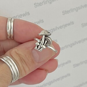 Sterling Silver Family Mushroom Ring, Spirit Ring, Dainty Ring, Silver Ring