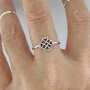 Sterling Silver Quadruple Celtic Hearts Ring, Celtic Ring, Silver Ring, Knot Ring