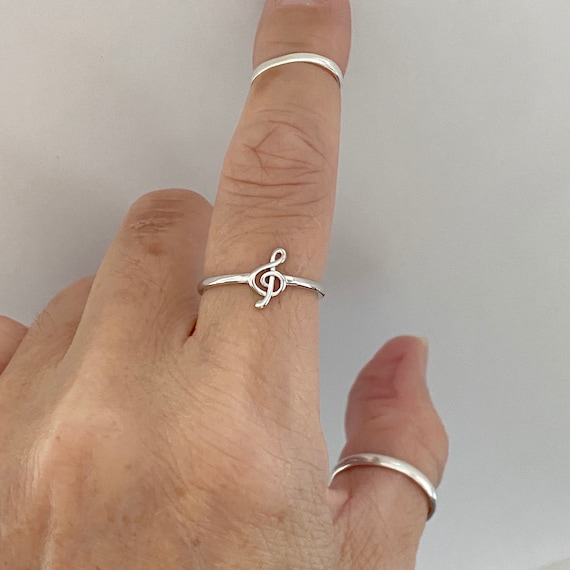 Sterling silver music note best sale ring
