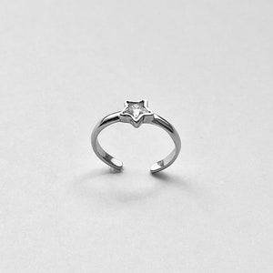 Sterling Silber CZ Stern Zehenring, silberner Ring, kleiner Finger Ring, himmlischen Ring, verstellbarer Ring Bild 7