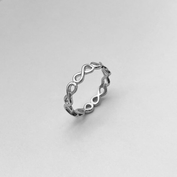 Sterling Silver Eternity Infinity Ring, Silver Ring, Love Ring, Stackable Ring