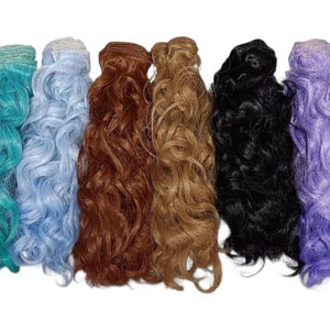 Synthetic Doll Hair Wefts for Wig Making, Heat Resistant, Curly Doll Pieces