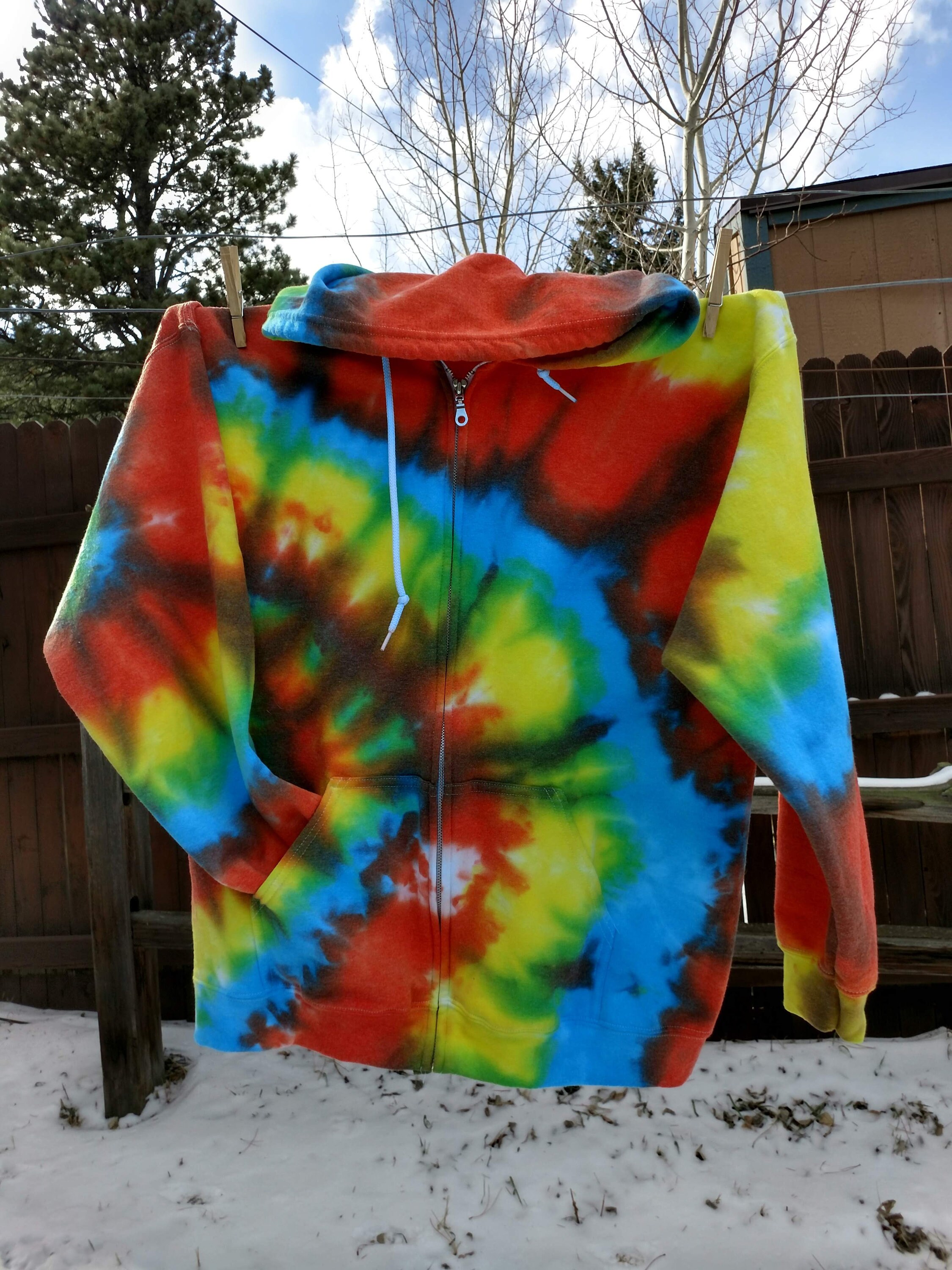 Tiedye Zippered Sweatshirt Large Etsy UK