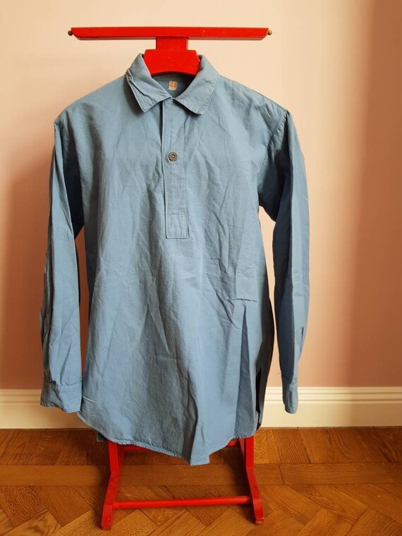 Baby blue swedish vintage military shirt in excell