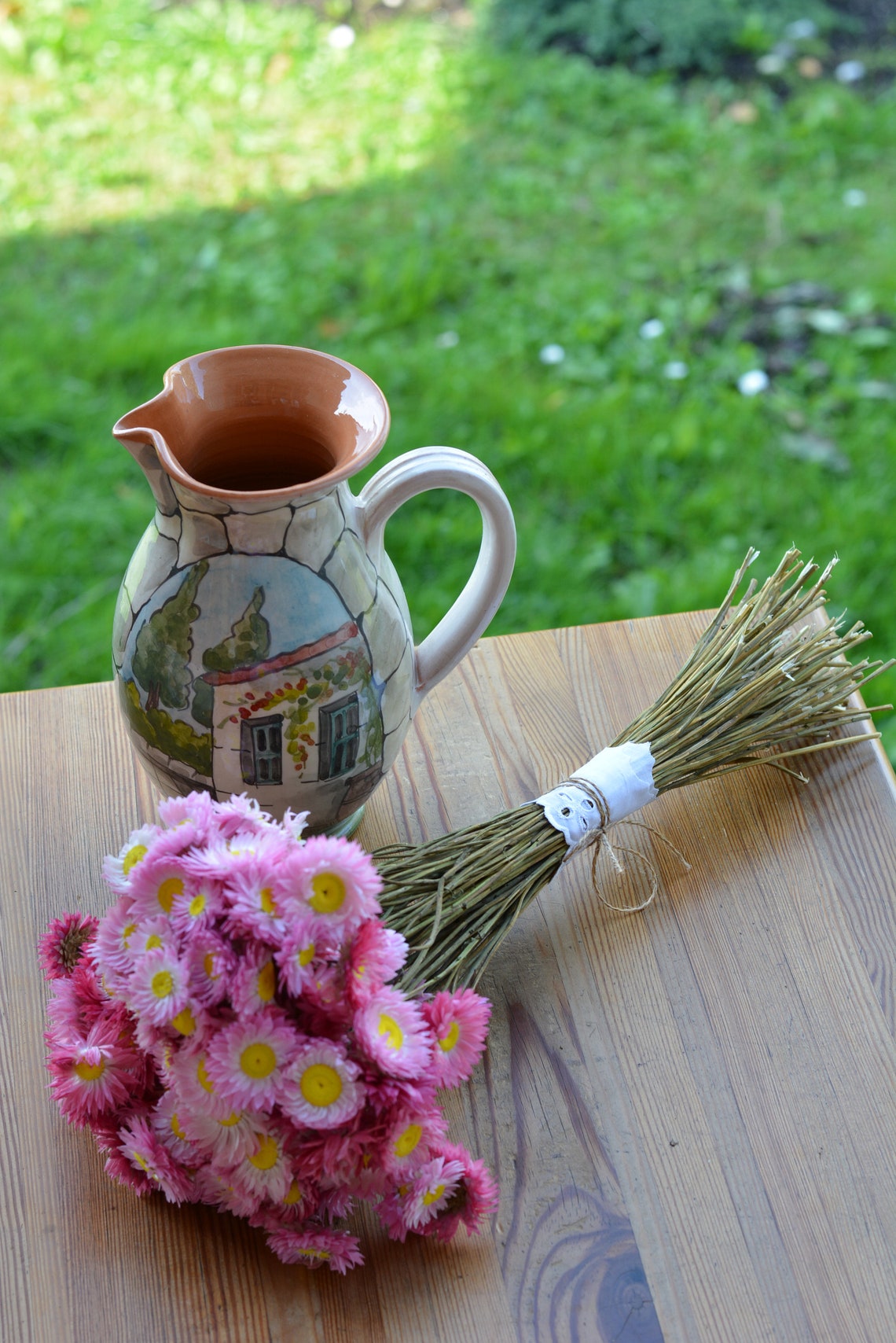 Pink Dried Straw flowers bouquet Acroclinium Preserved Etsy