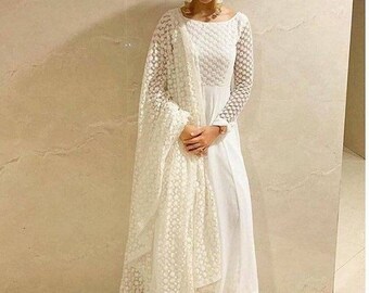 white simple anarkali suit