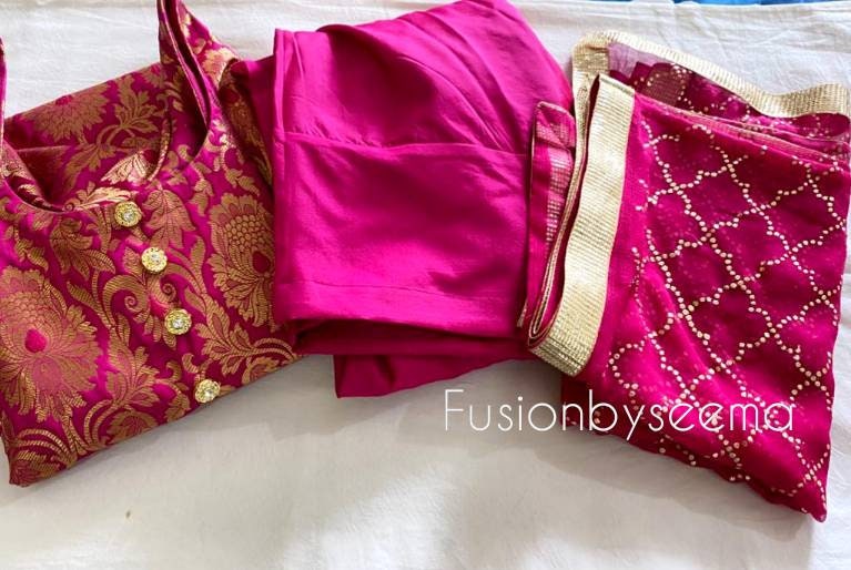 Rani brocade kurti with silk patiala pants and Embroidered | Etsy