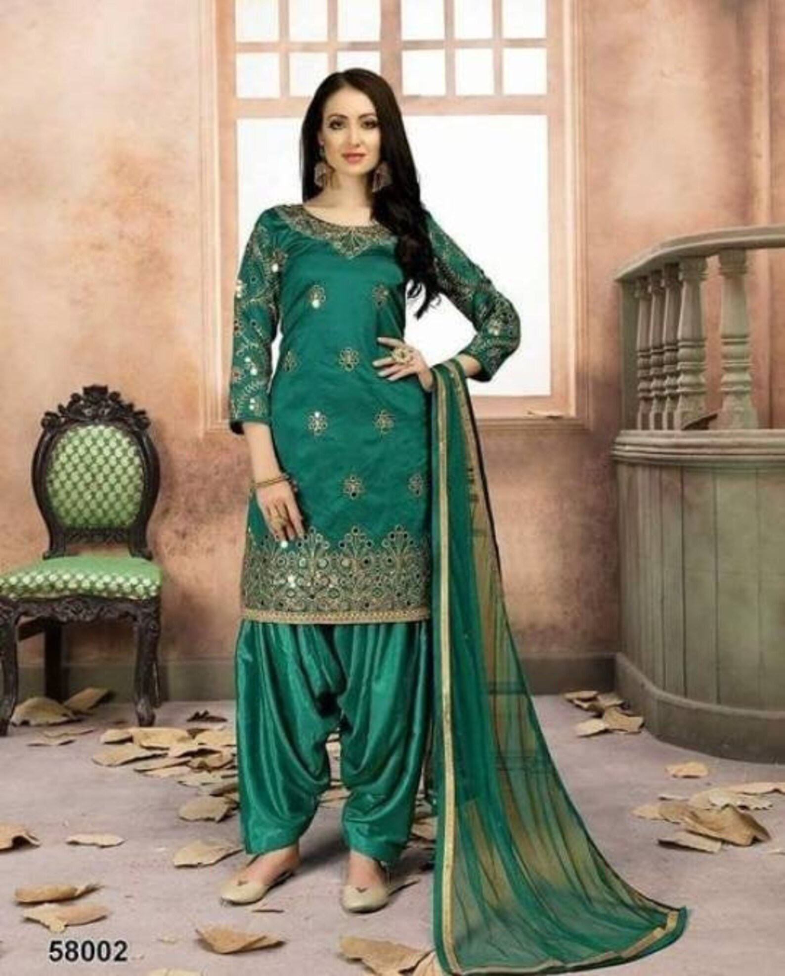 Silk Embroidered Kurti with santoon patiala pants for women Etsy