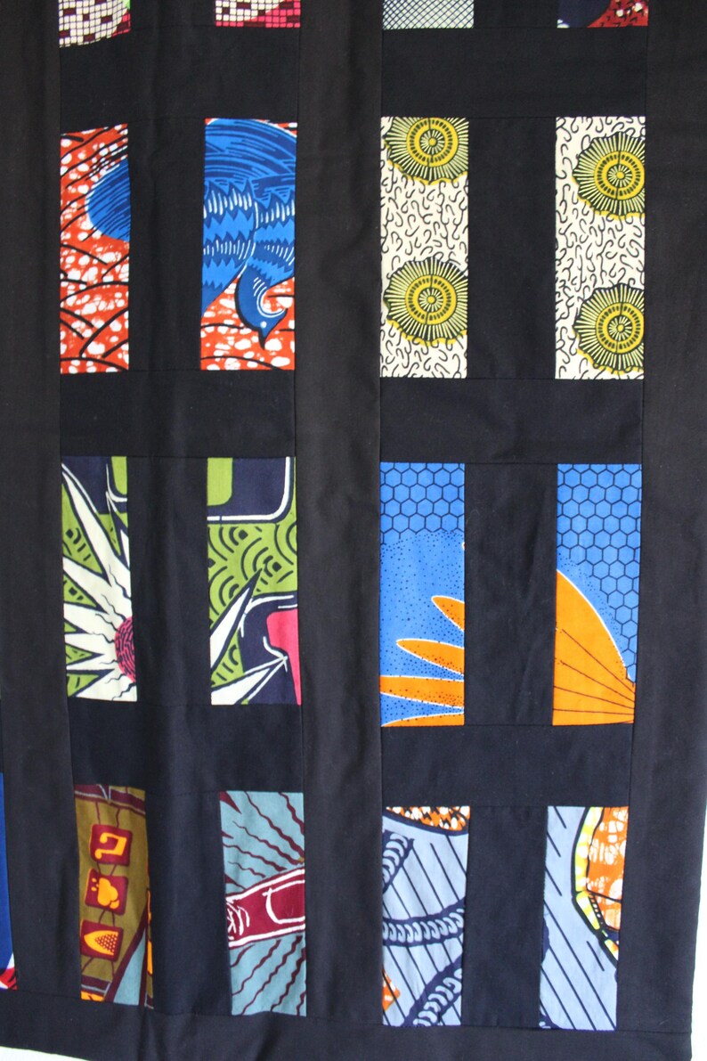 African Fabric Cotton Patchwork Quilt: Baby Blanket, Tabletop Coverlet ...